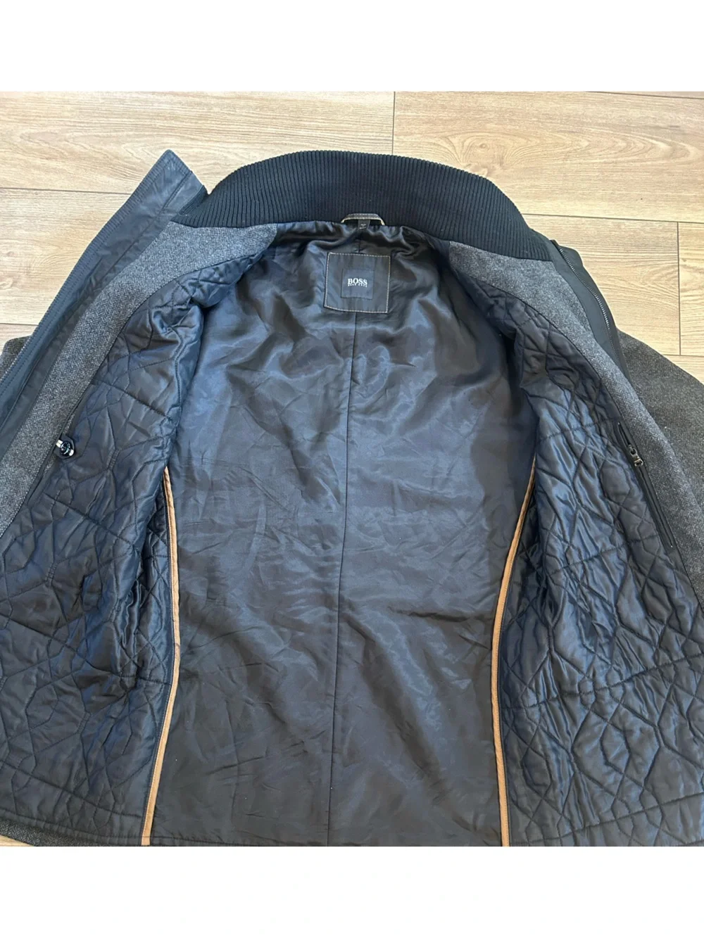 Hugo Boss 40R Gray Wool Blend Zip Front Jacket Men’s Large